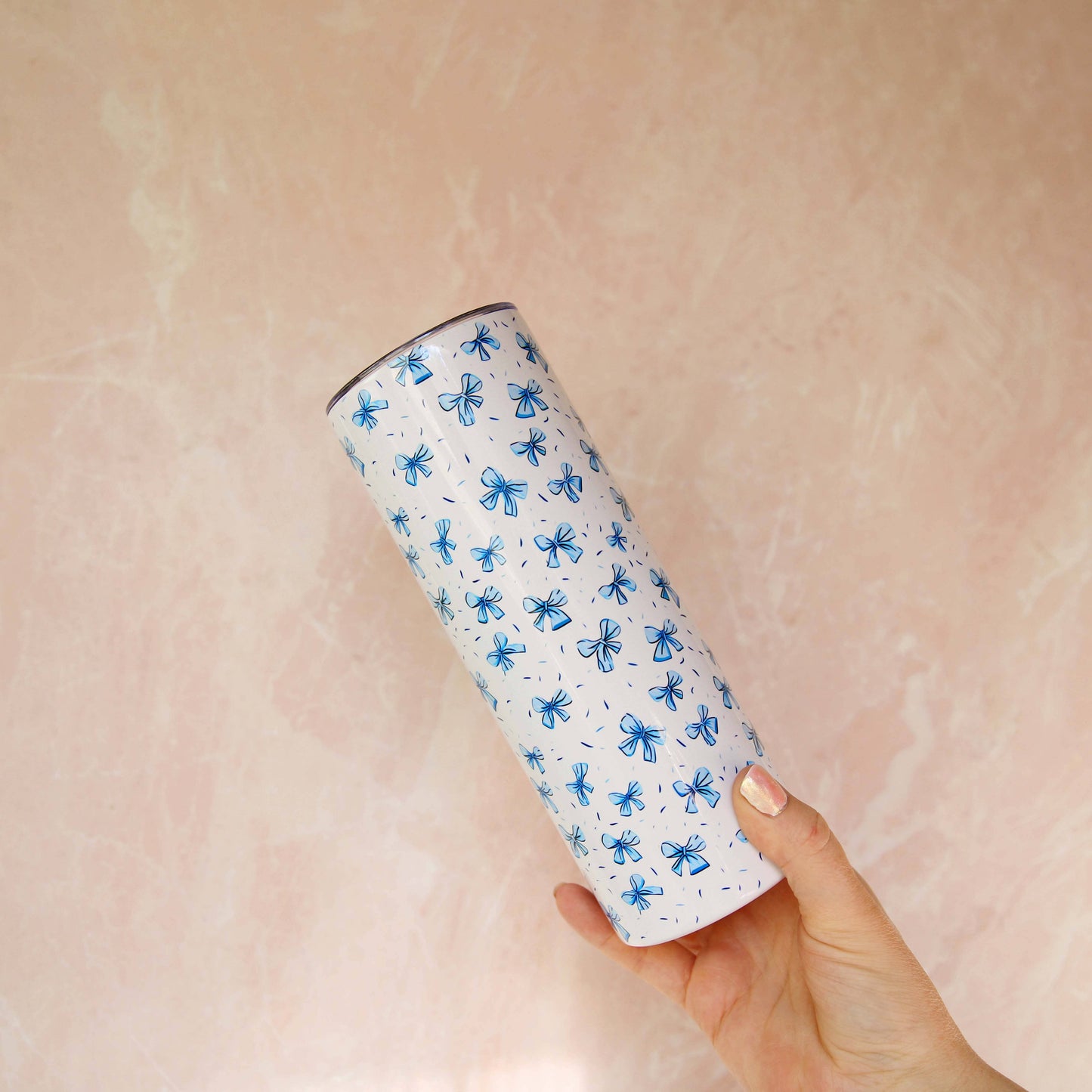 Blue Bows Stainless Steel Skinny Tumbler