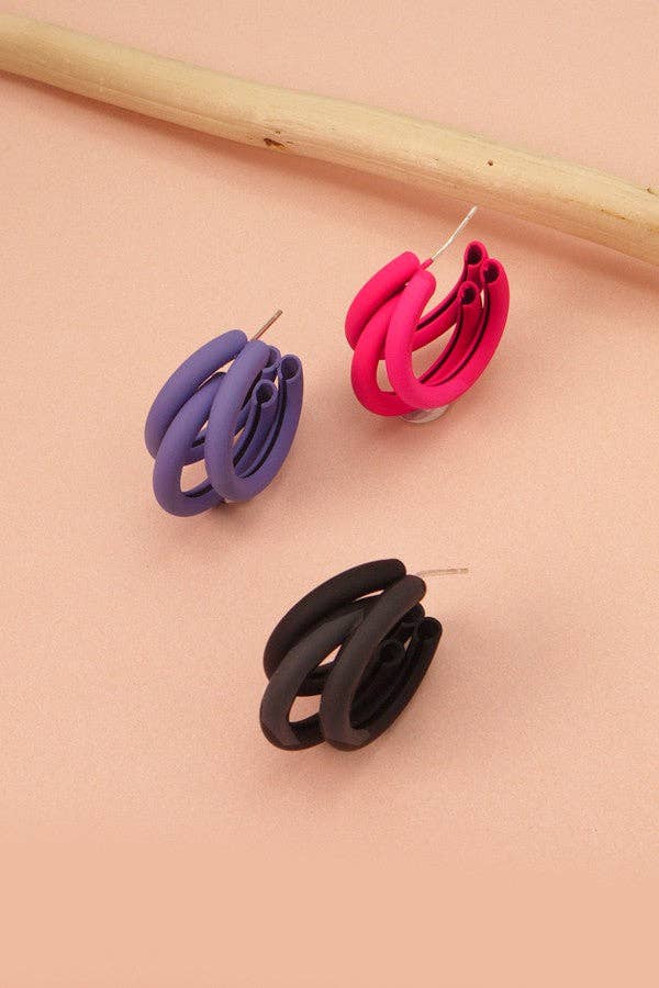 Twisted Black Hoop Earrings