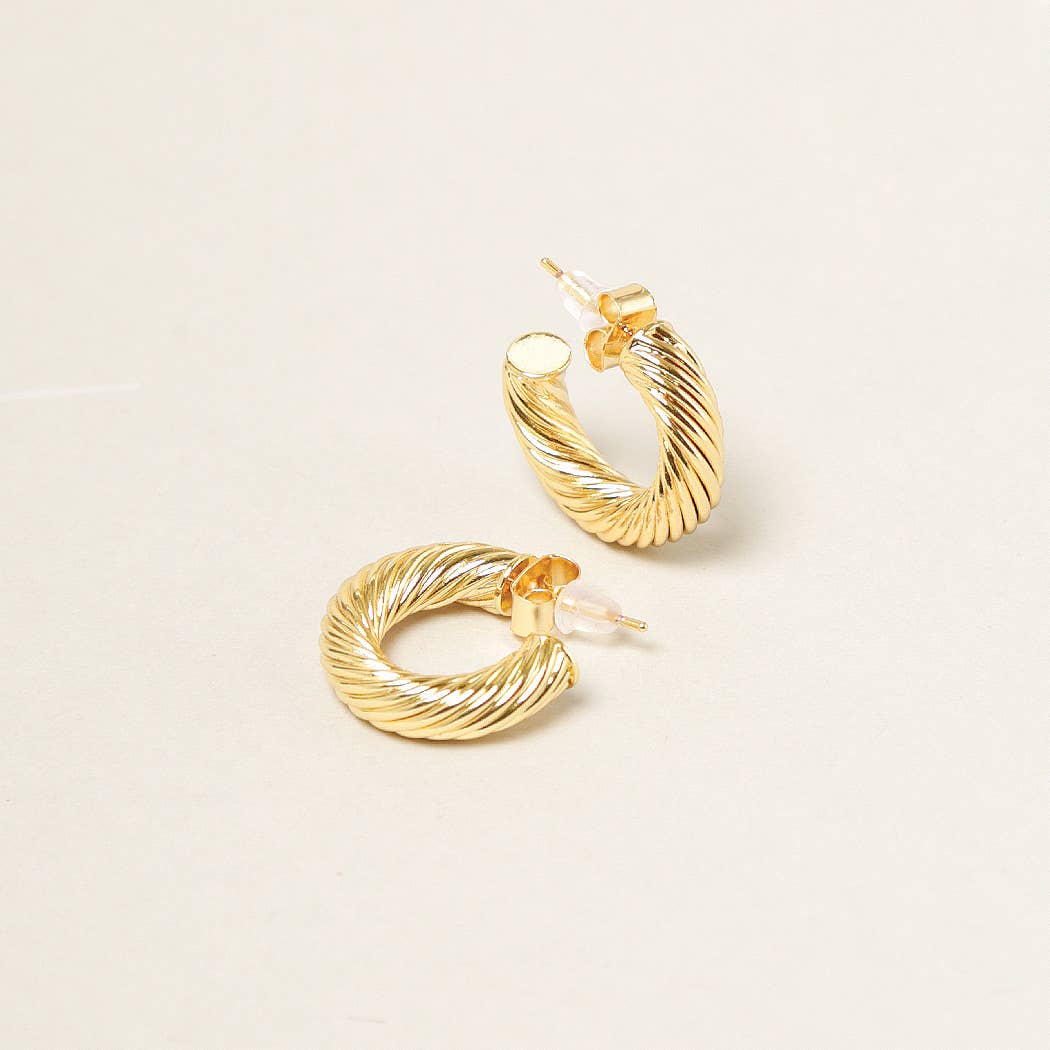 XS-14K Gold Dipped Textured Hoops - Multiple Colors