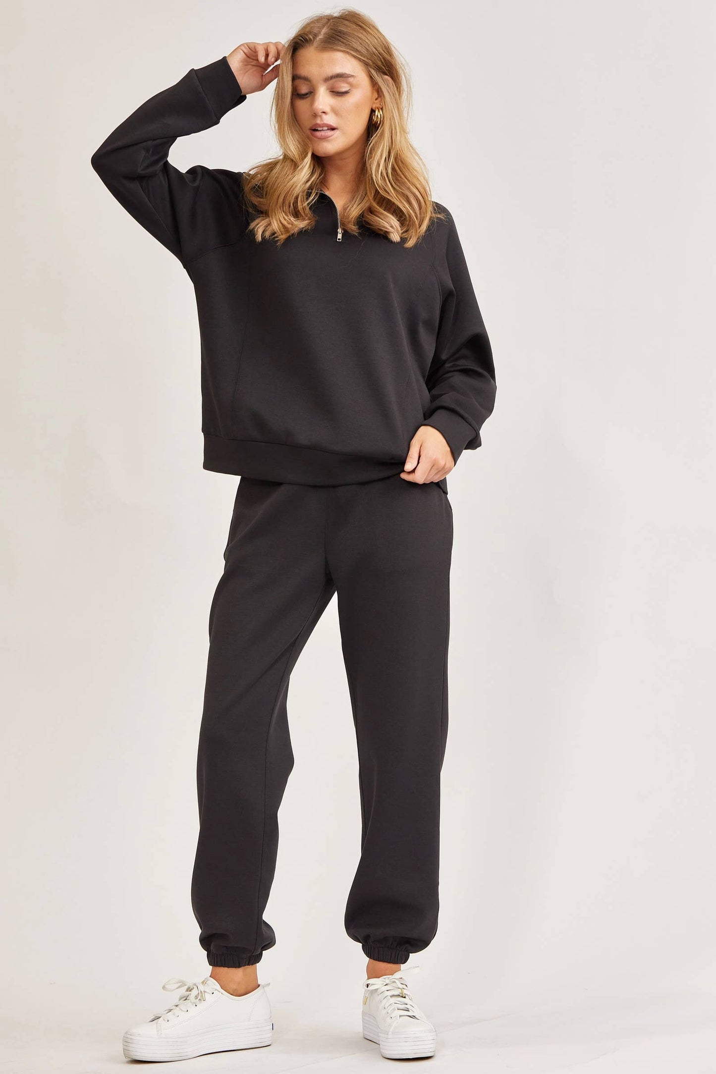 Quarter Zip Pullover + Jogger Set - Multiple Colors