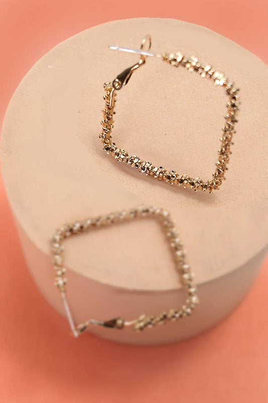 Diamond Dust Cut Square Hoops