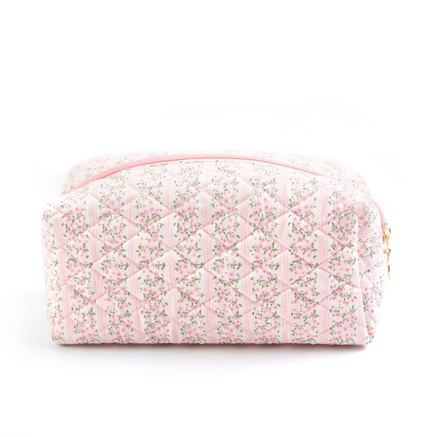 Quilted Floral Design Cosmetic Bag - Multiple Colors