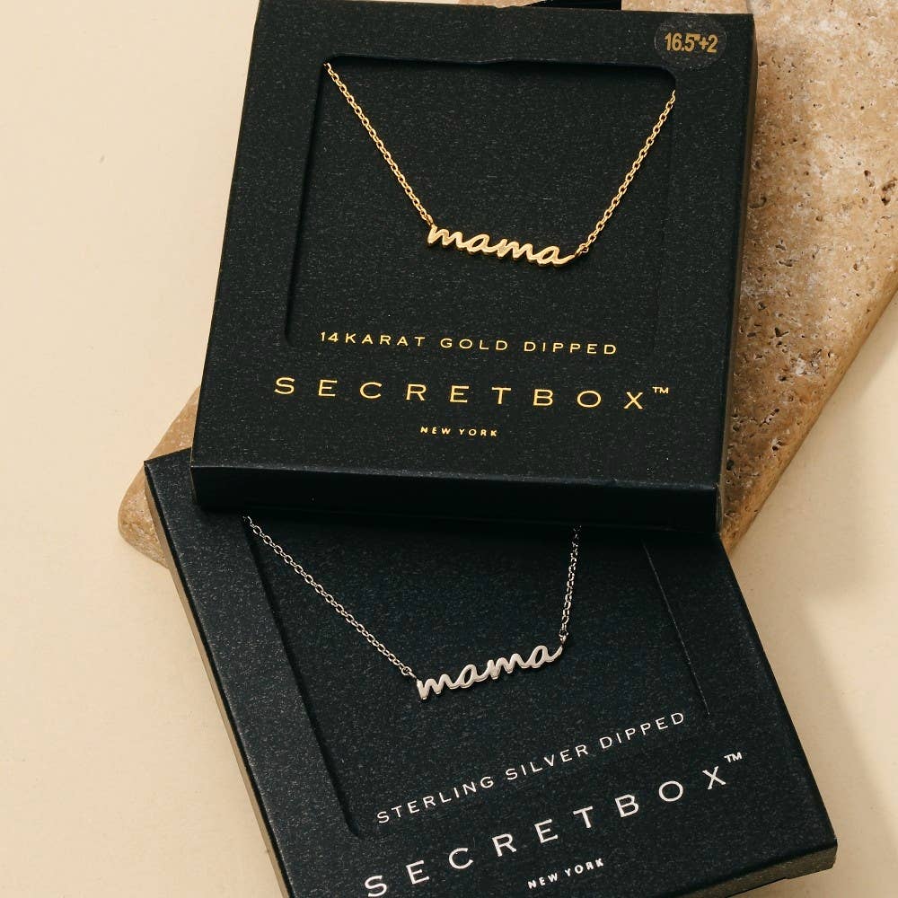 Gold Dipped Dainty Mama Pendant Necklace - Multiple Colors