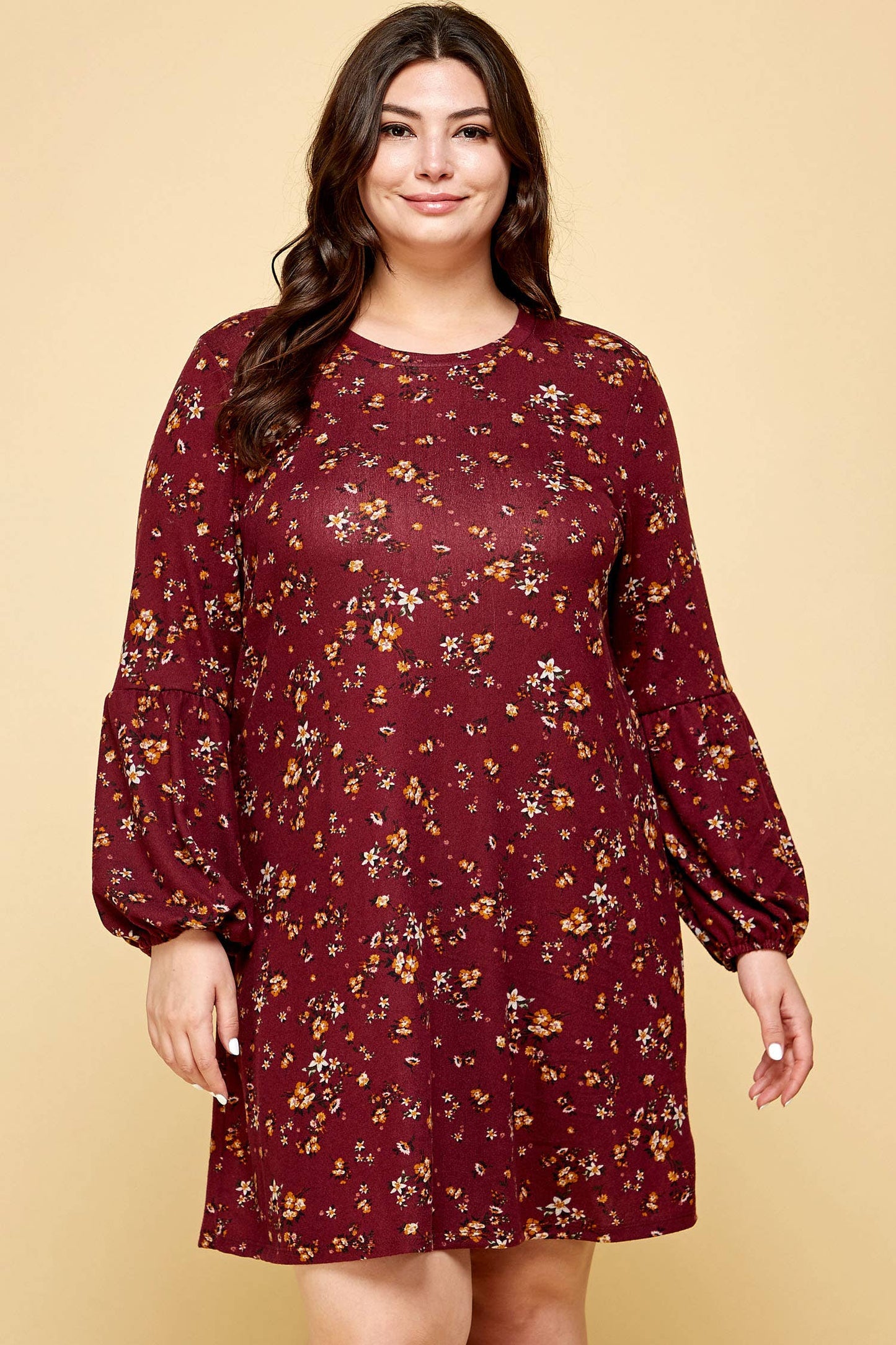 Curvy Adelle Floral Sweater Dress - Multiple Colors