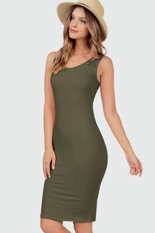 Curvy - Sleeveless Tank Bodycon Dress - Multiple Colors