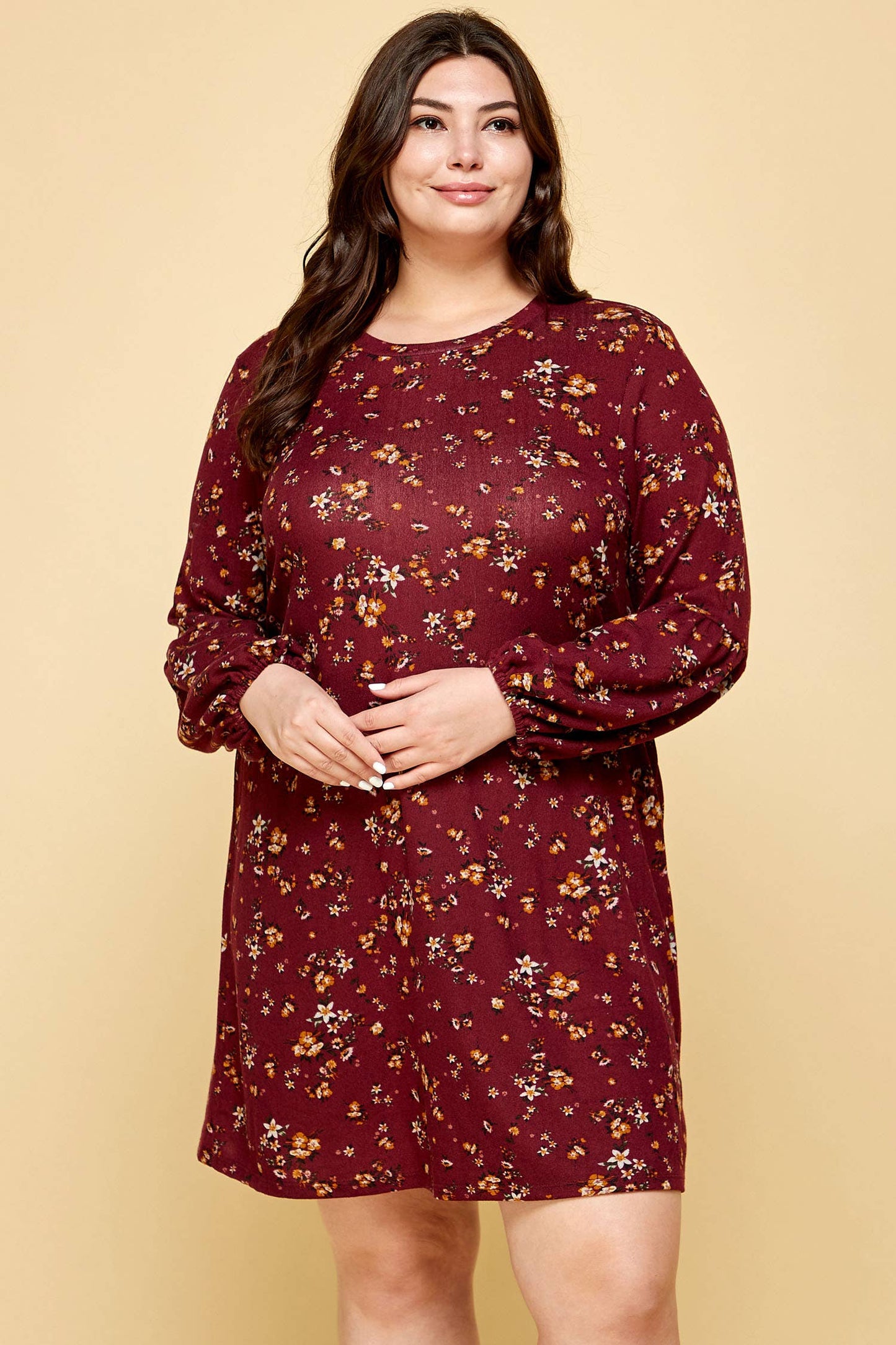 Curvy Adelle Floral Sweater Dress - Multiple Colors