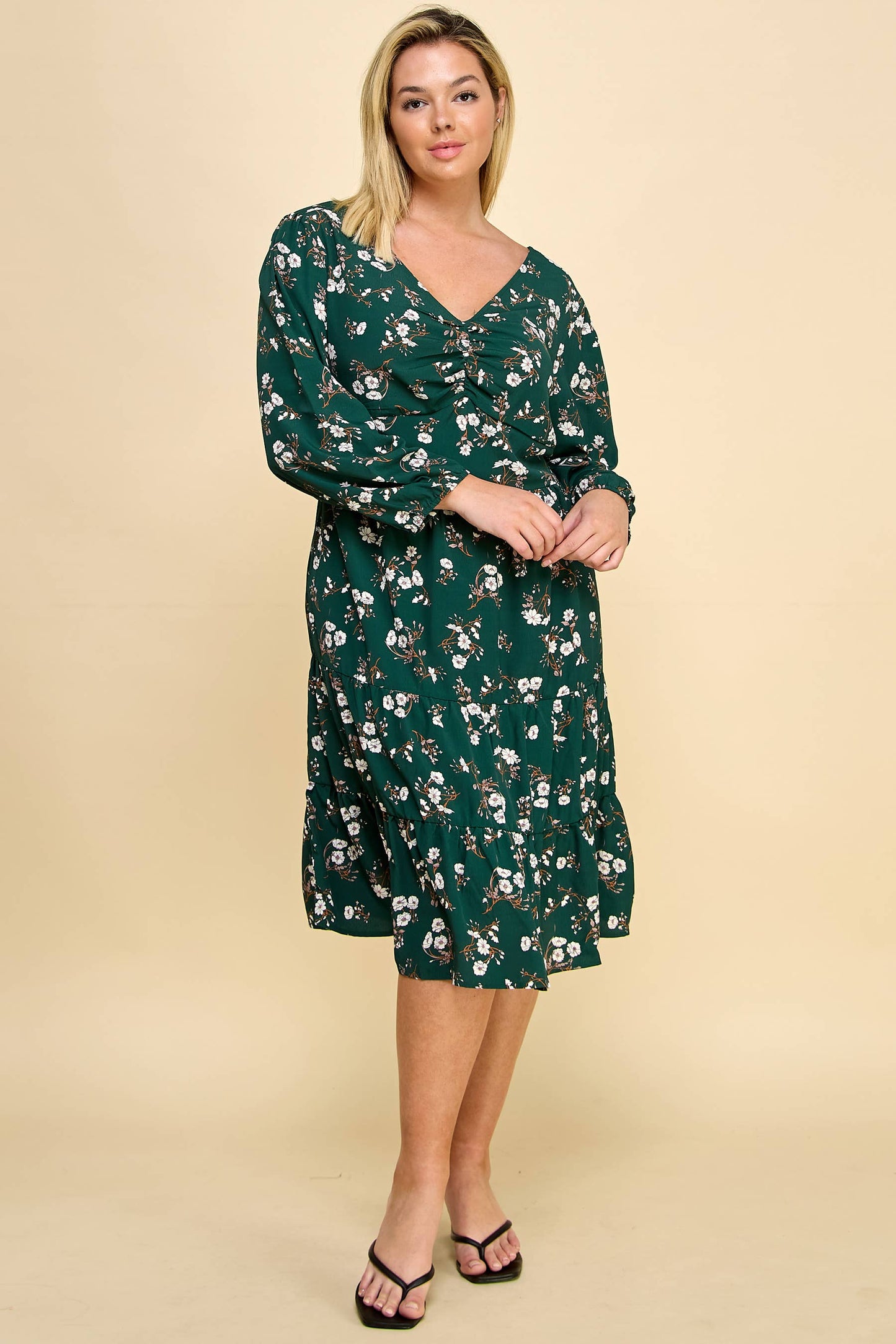 Curvy Nadia Ruffle Floral Dress