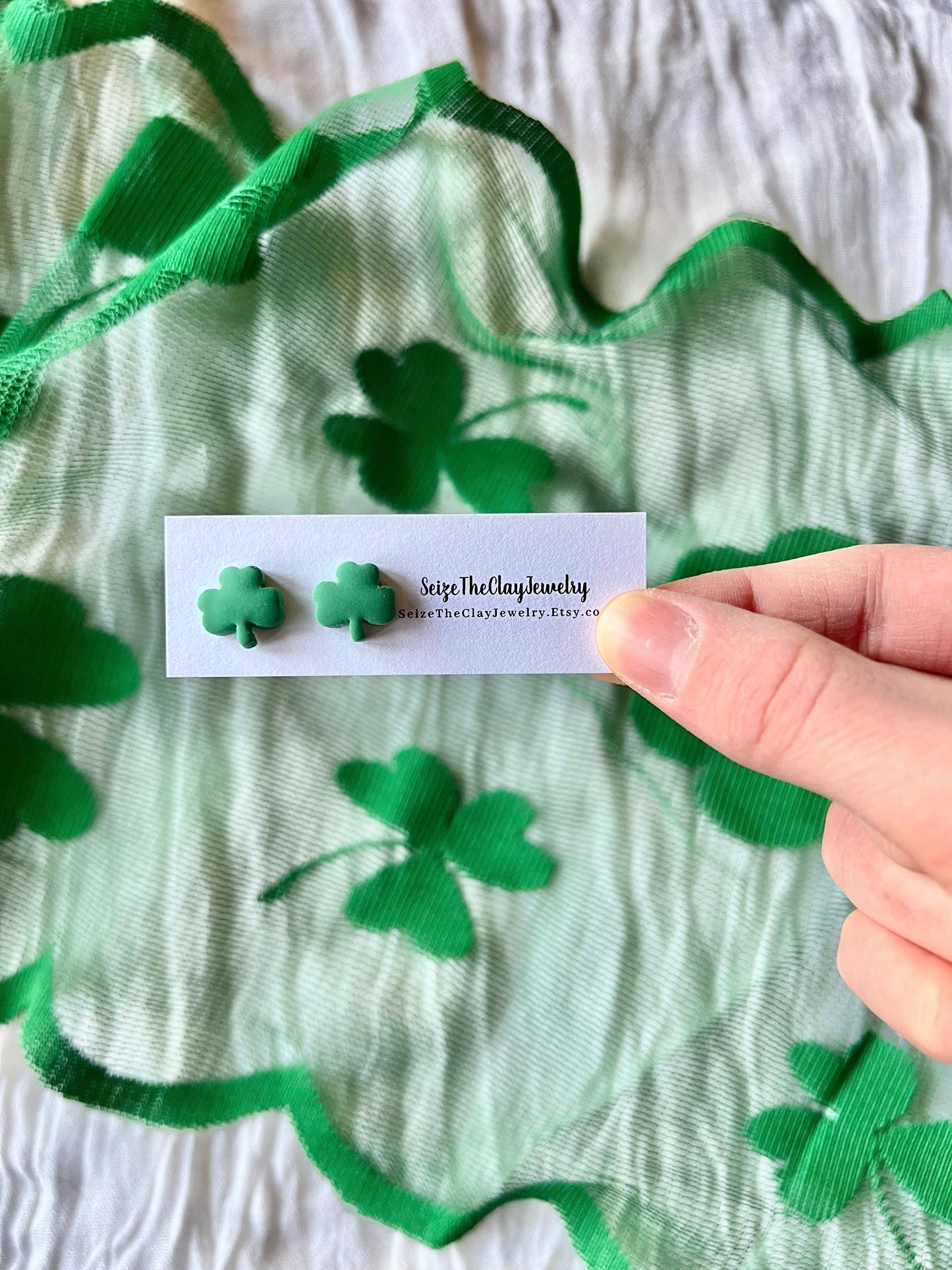 Shamrock Clay Studs