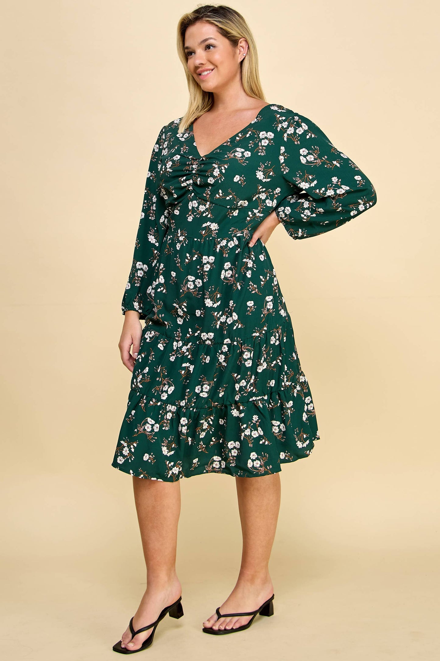 Curvy Nadia Ruffle Floral Dress