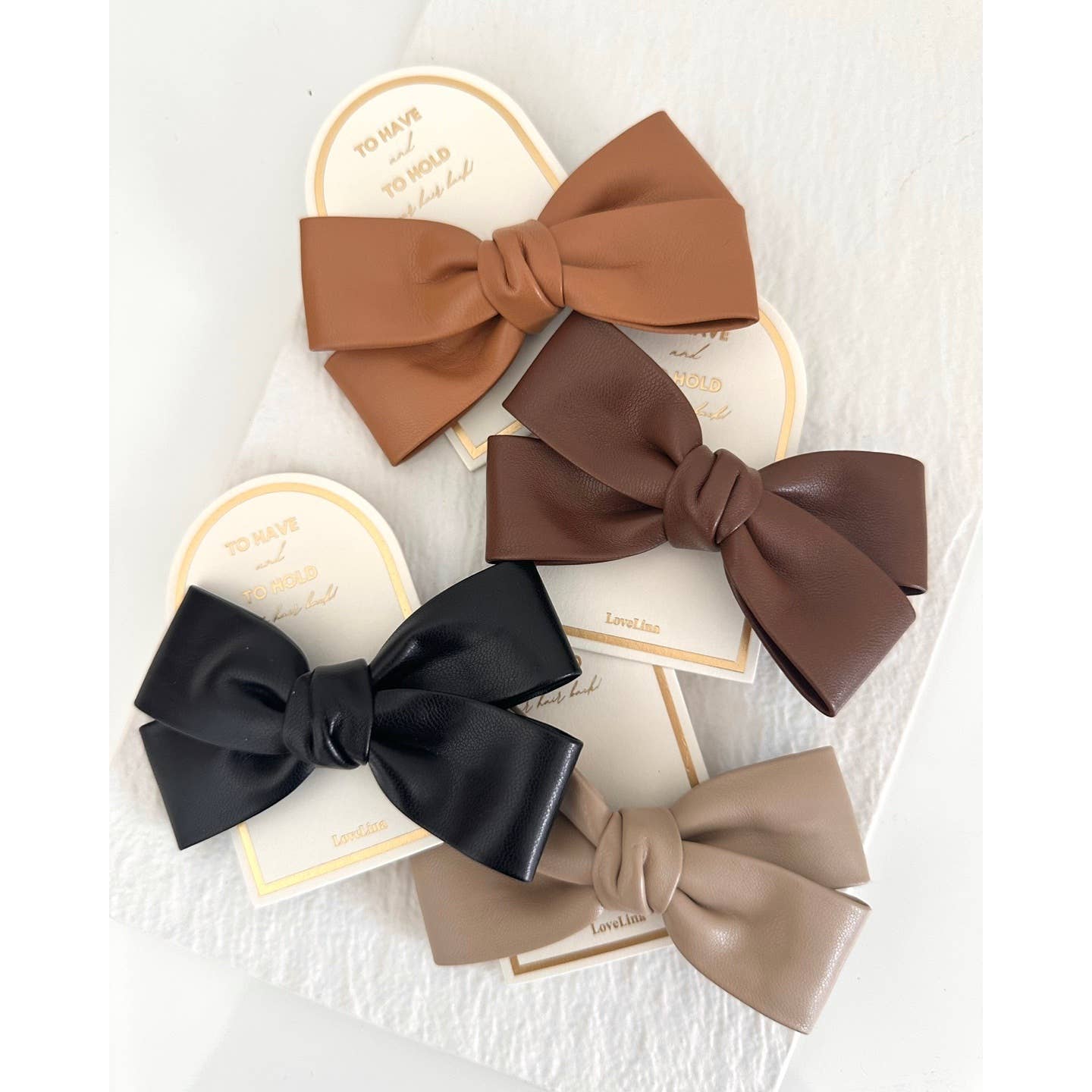 Faux Leather Bow Hair Barrette - Multiple Colors