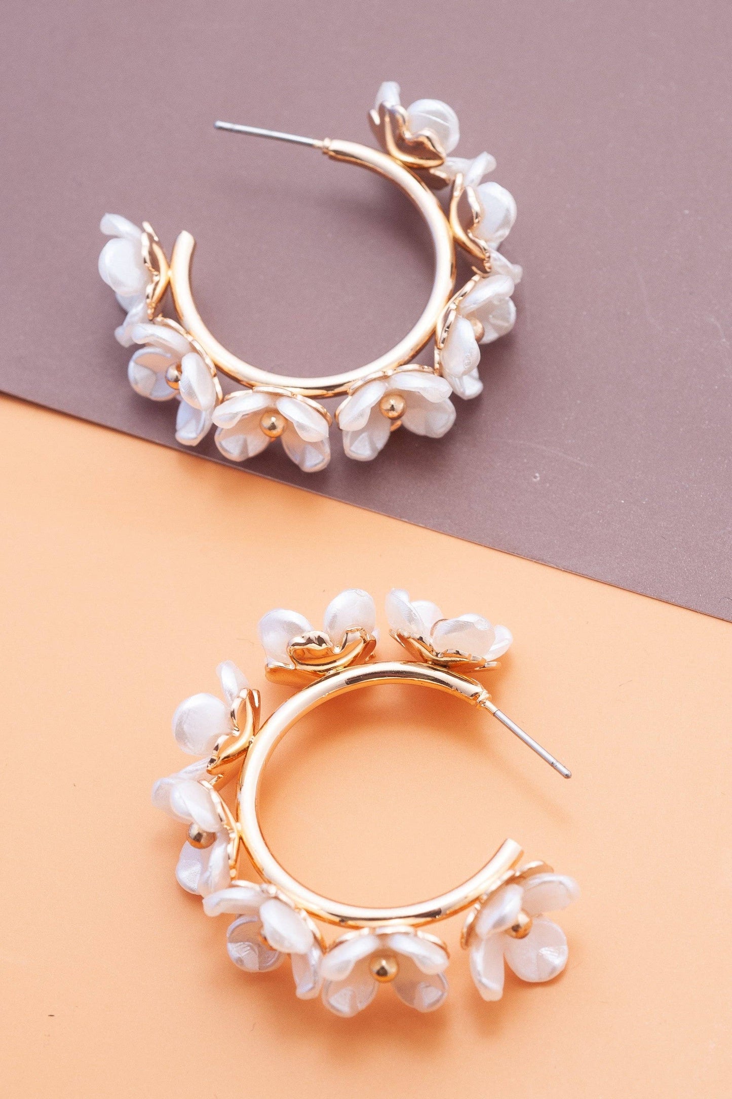 Acrylic Pearl Flower Hoops