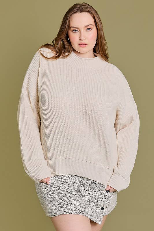 Curvy Kyla Mock Neck Cocoon Sleeve Sweater