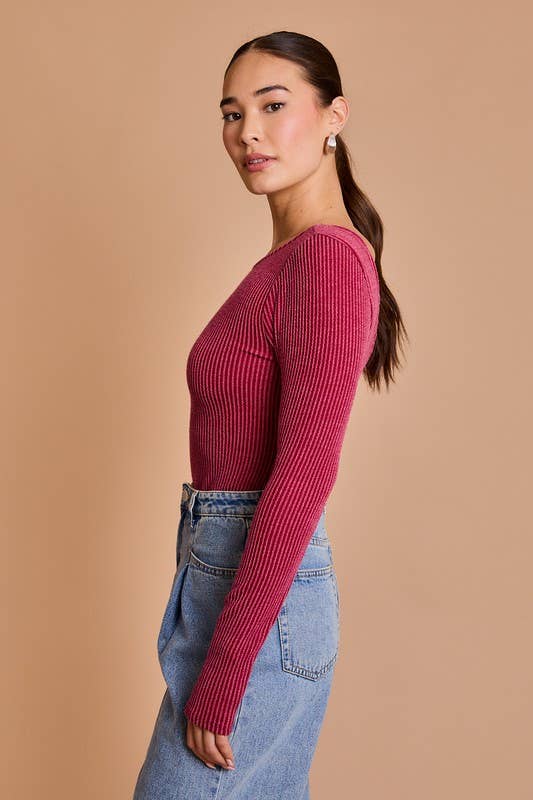 Long Sleeve Back Scoop Neck Bodysuit