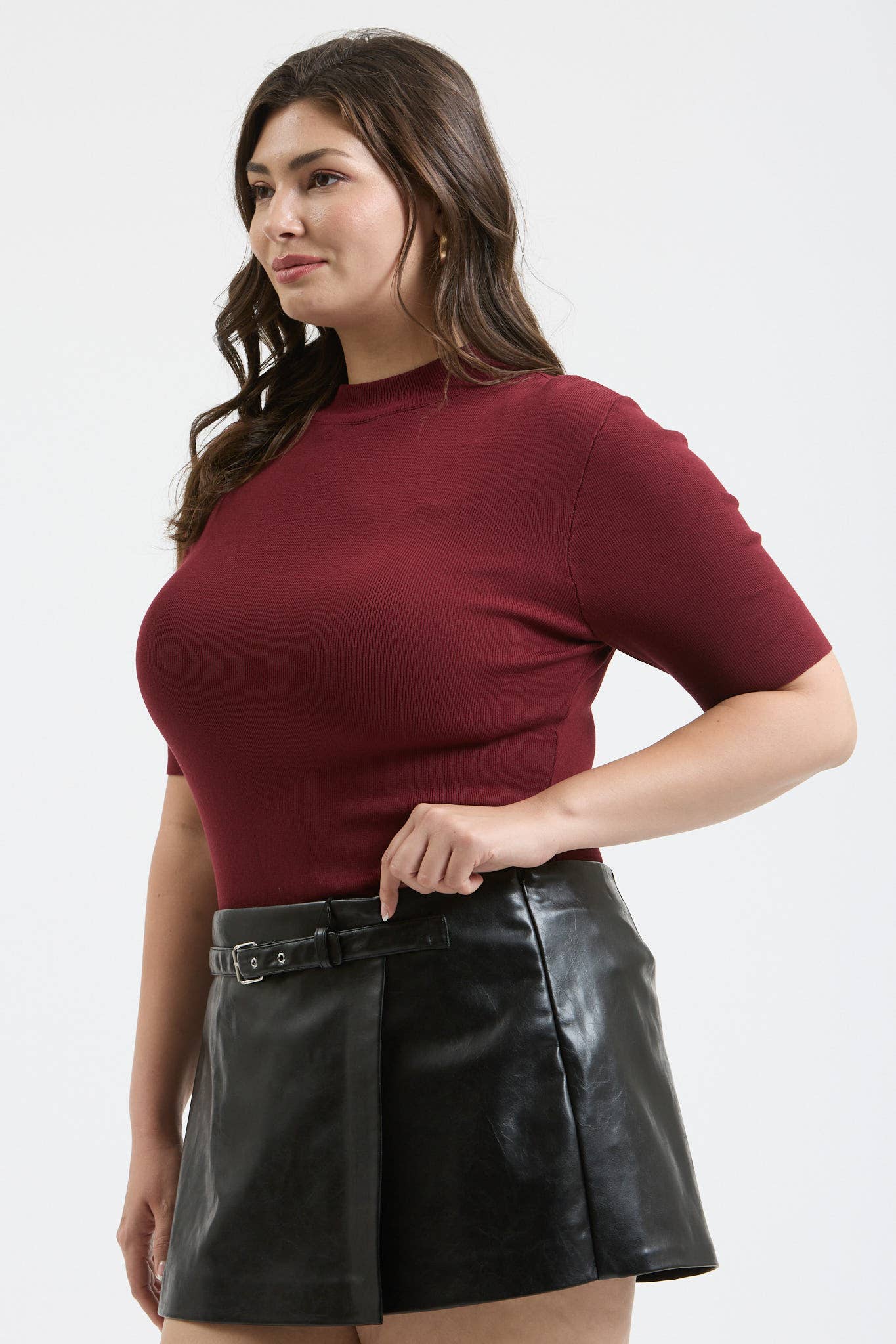 Curvy Carrigan Short Sleeve Mock Neck Top - Multiple Colors