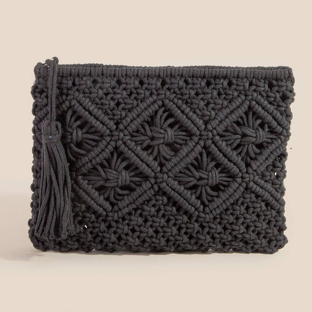 Crochet Clutch Tassel Bag - Multiple Colors