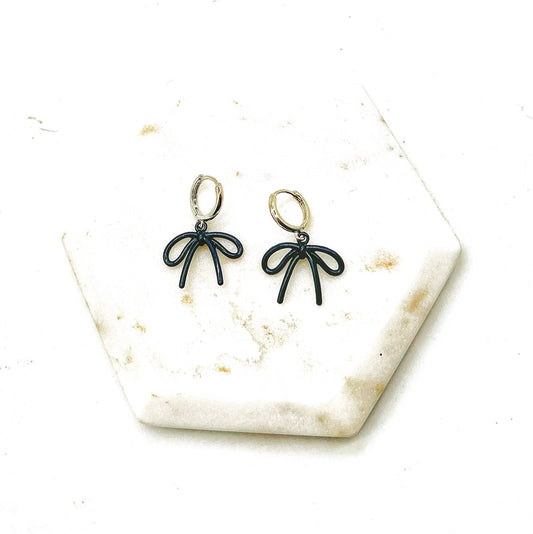 Black Bow Loopy Coquette Earrings