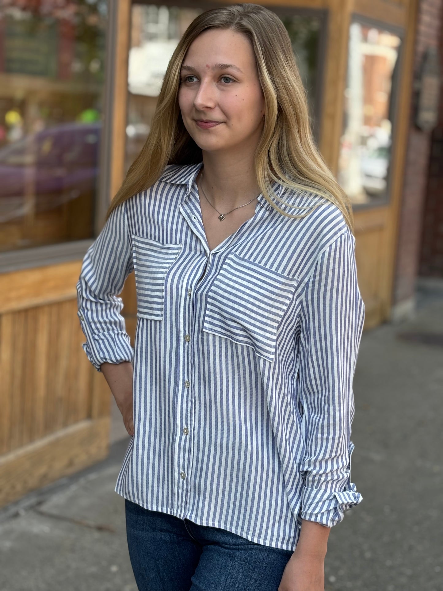 Quinn Striped Roll Up Sleeve Shirt - Multiple Colors