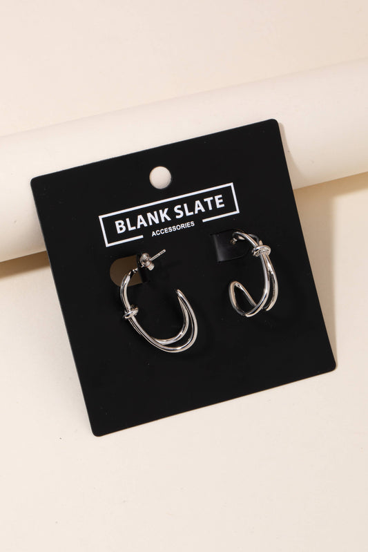 Silver Knot Hoop Earrings