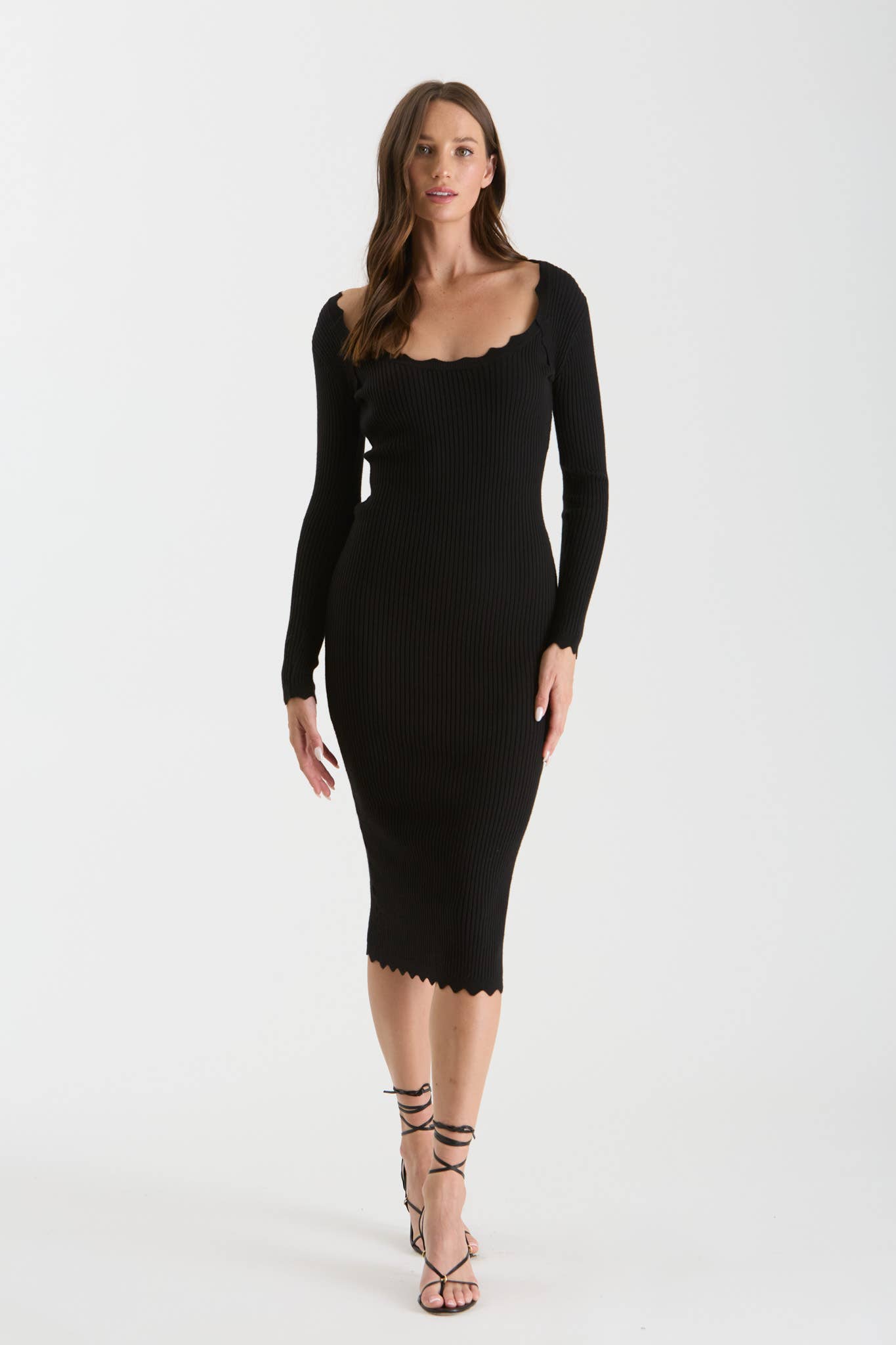 Darla Scalloped Ribbed Bodycon Dress