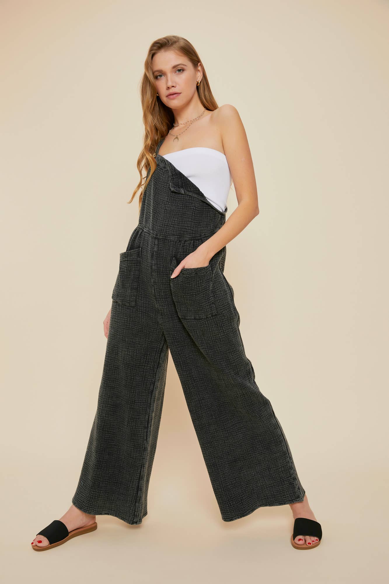 100% Cotton Curvy Mineral Wash Overall