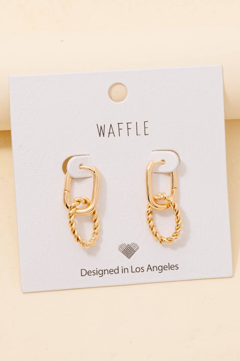 Braided Hoop Rectangle Hinge Hoop Earrings - Multiple Colors