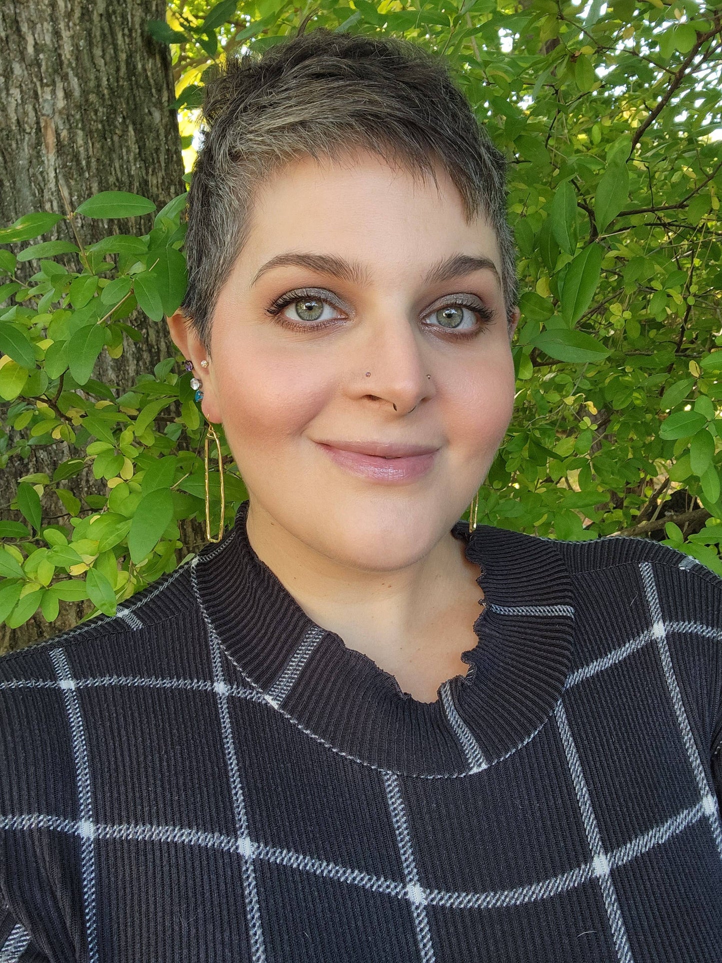 Gold Hammered Rectangle Statement Earrings