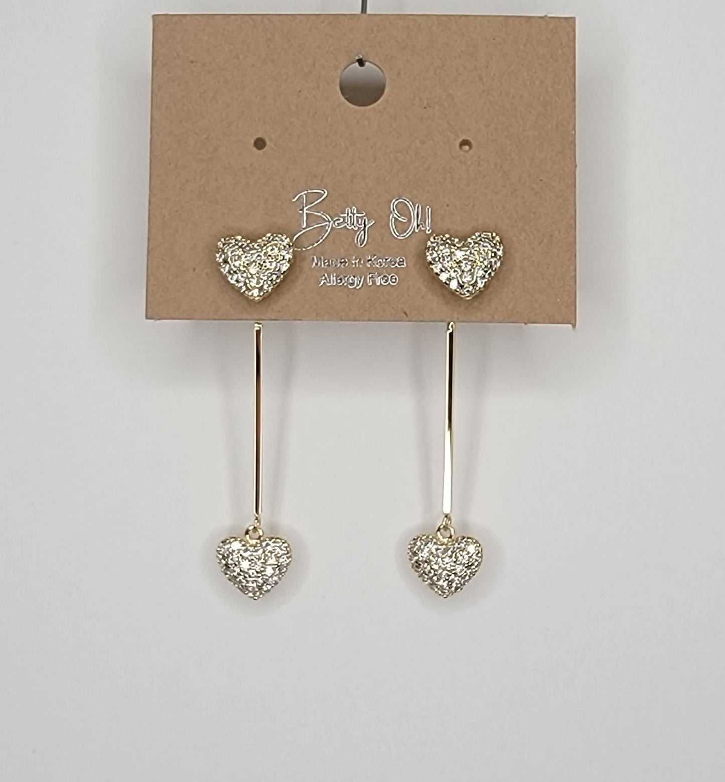 Double Heart Back Drop Earrings