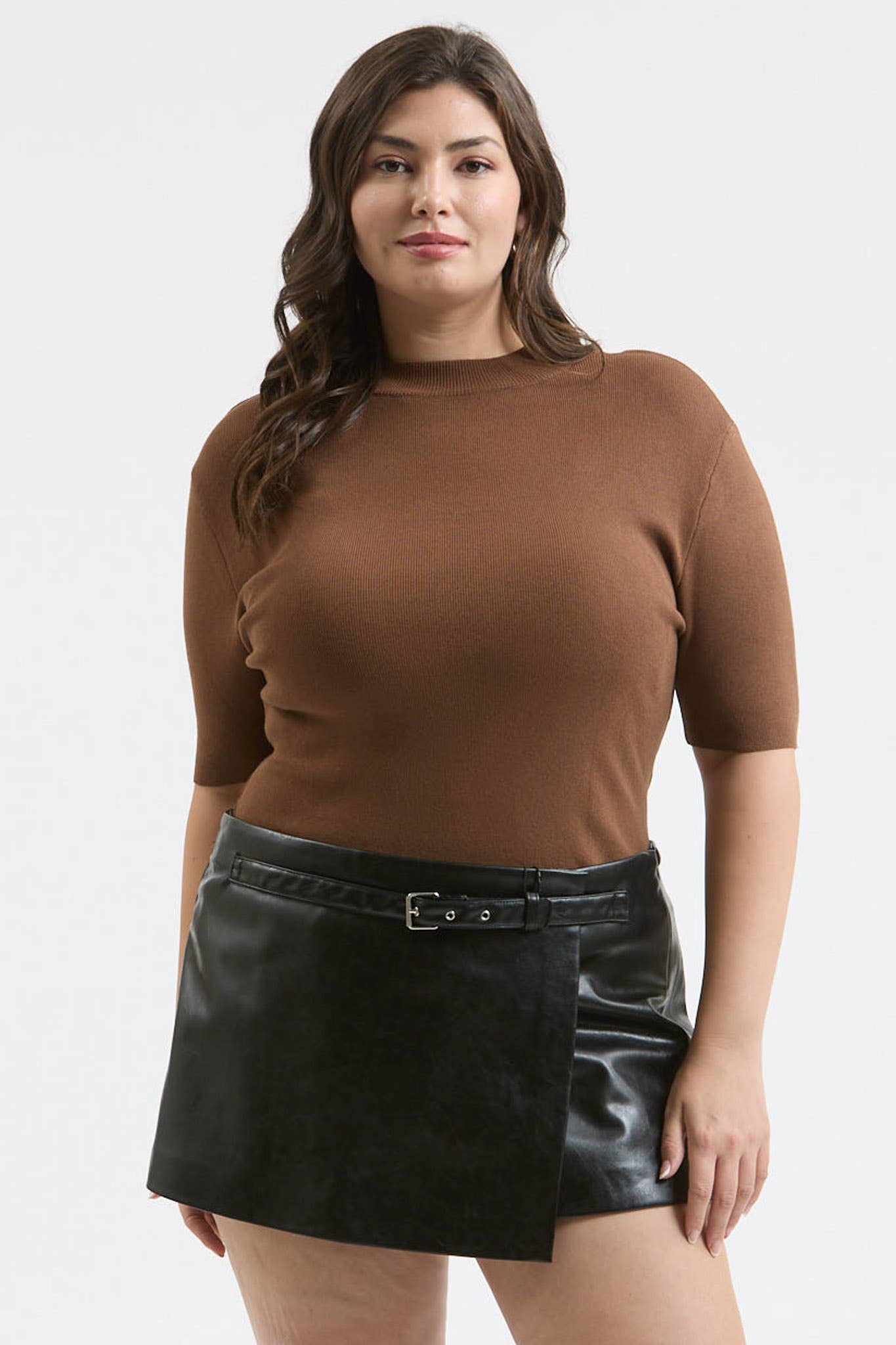 Curvy Carrigan Short Sleeve Mock Neck Top - Multiple Colors