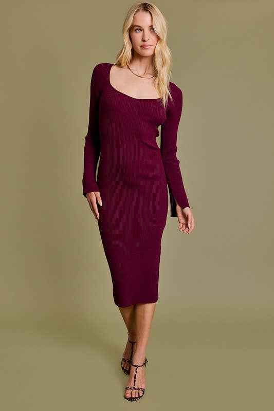 Dakota Long Sleeve Sweater Midi Dress