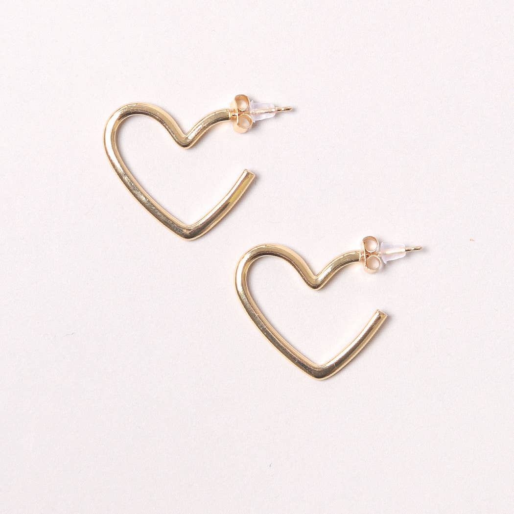 14K Gold-Dipped Heart Hoops - Multiple Colors