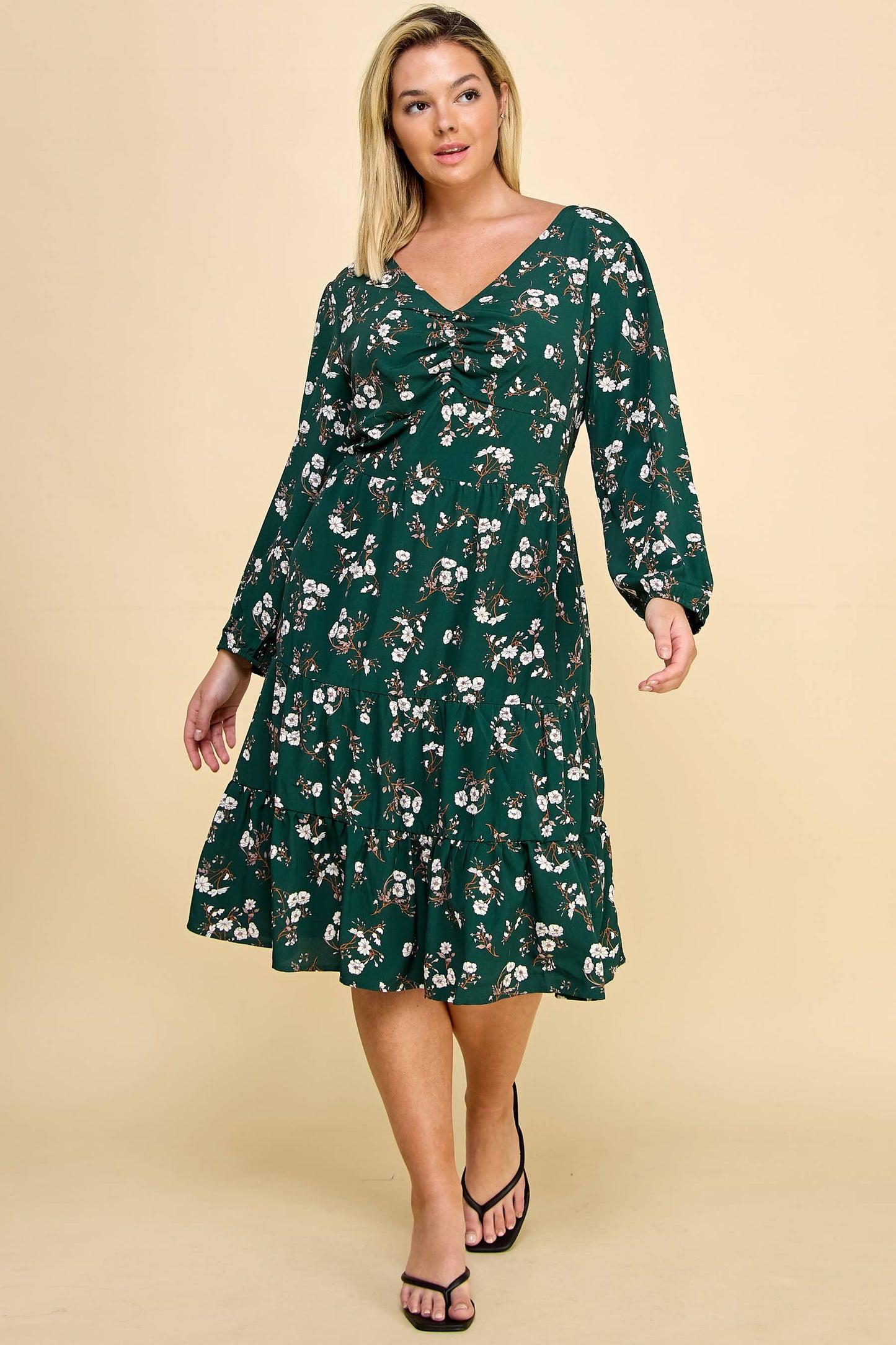 Curvy Nadia Ruffle Floral Dress