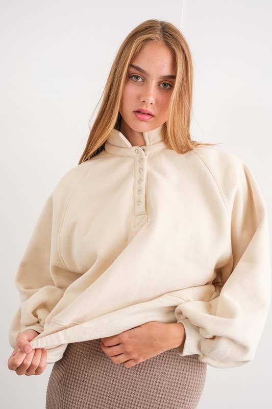 Cream Balloon Sleeve Pullover