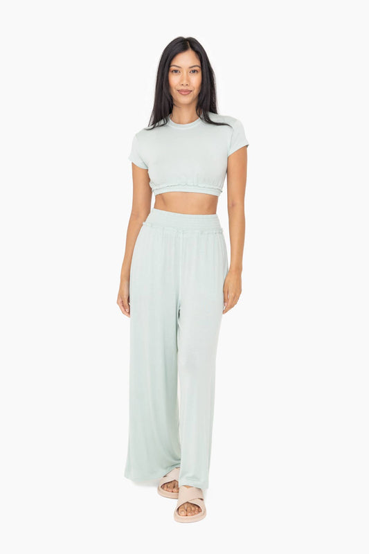 Smocked Waist Wide-Leg Pants
