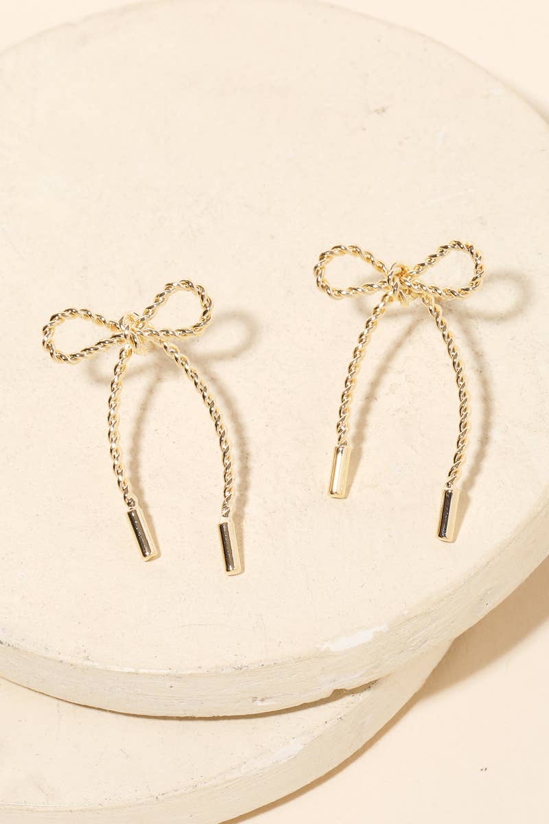 Twisted Bow Tie Earrings - Multiple Colors