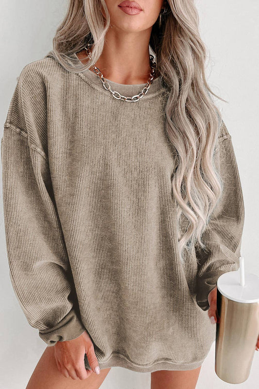 Solid Blank Corded Sweatshirt - Multiple Colors