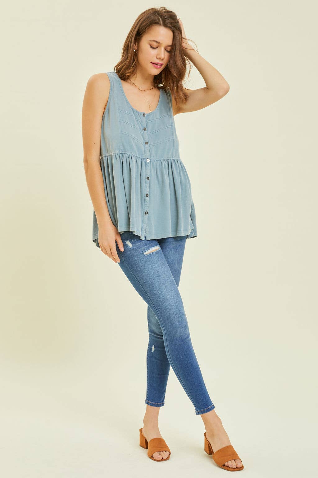 Curvy Washed Knit Tank - Multiple Colors