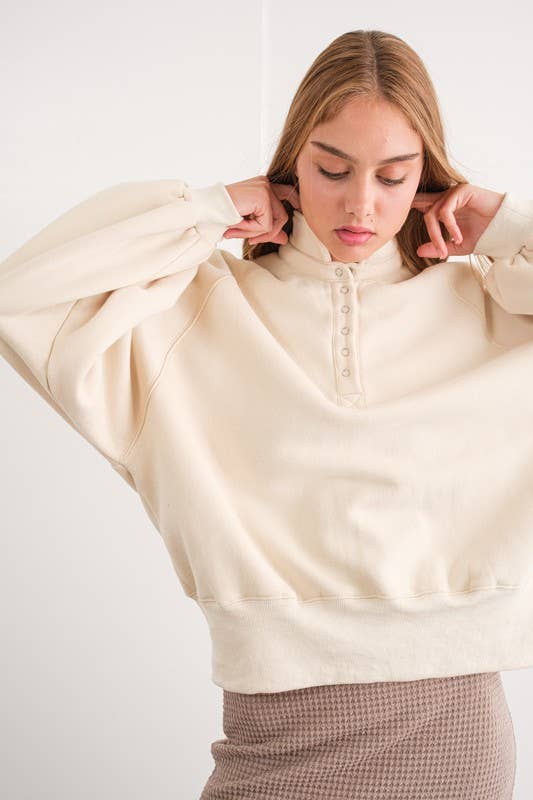 Cream Balloon Sleeve Pullover