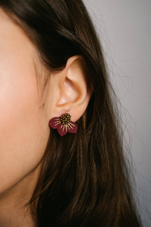 Beaded Floral Stud Earrings | Artisan Handmade