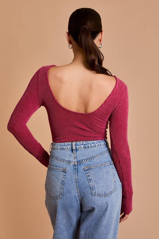 Long Sleeve Back Scoop Neck Bodysuit