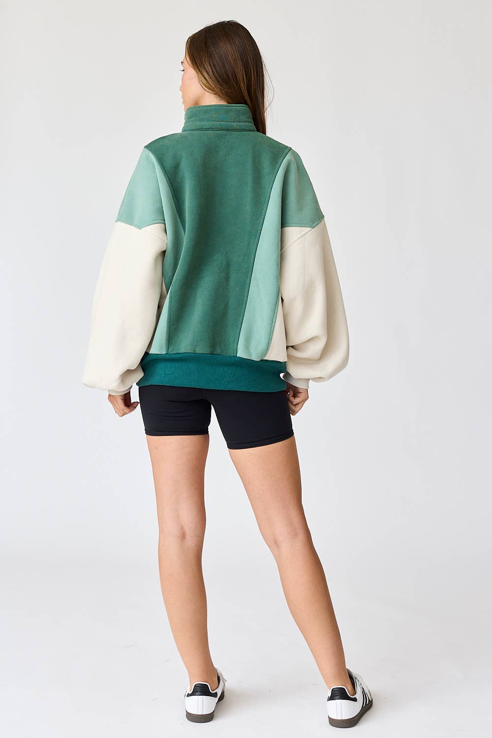 Arianna Balloon Sleeve Colorblock Sweatshirt