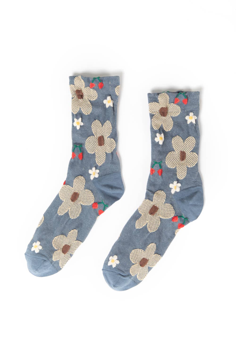 Floral Printed Crew Socks - Multiple Colors