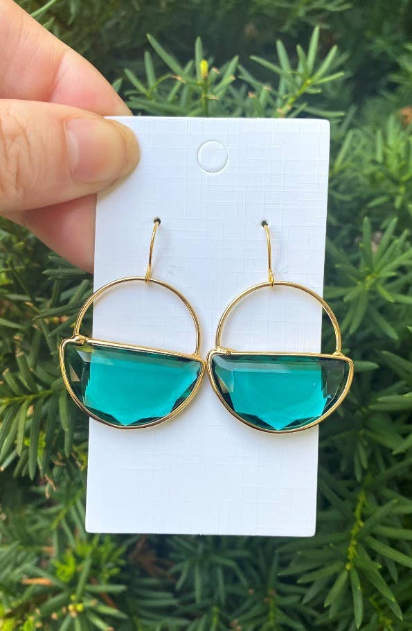Emerald Green Gem Acrylic Earrings