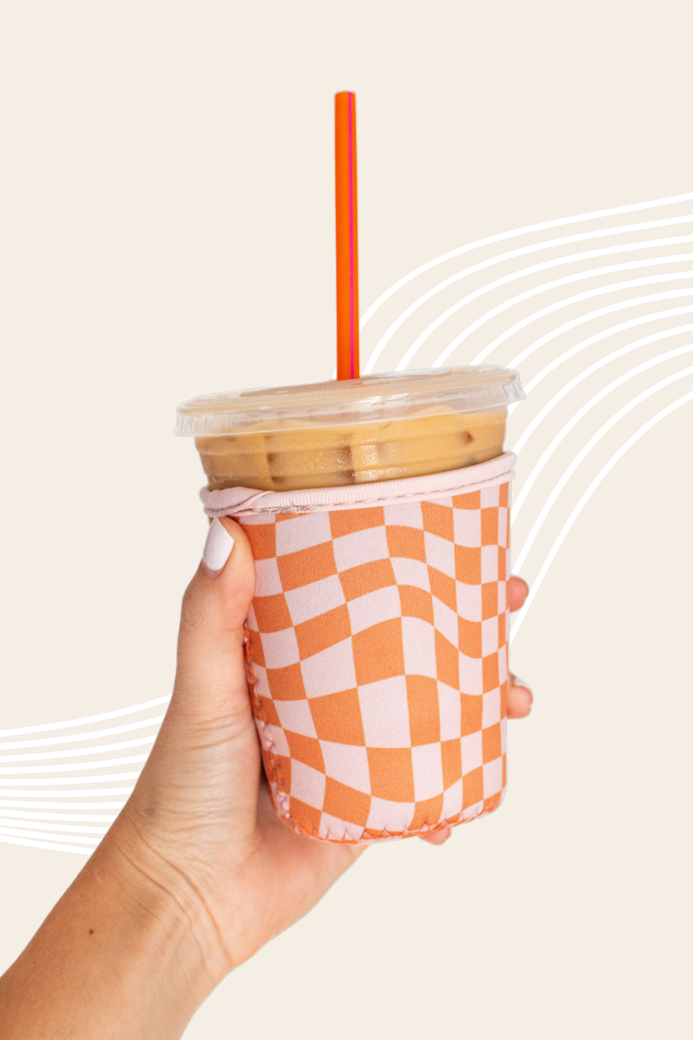 Boho Checkered Iced Coffee Sleeve