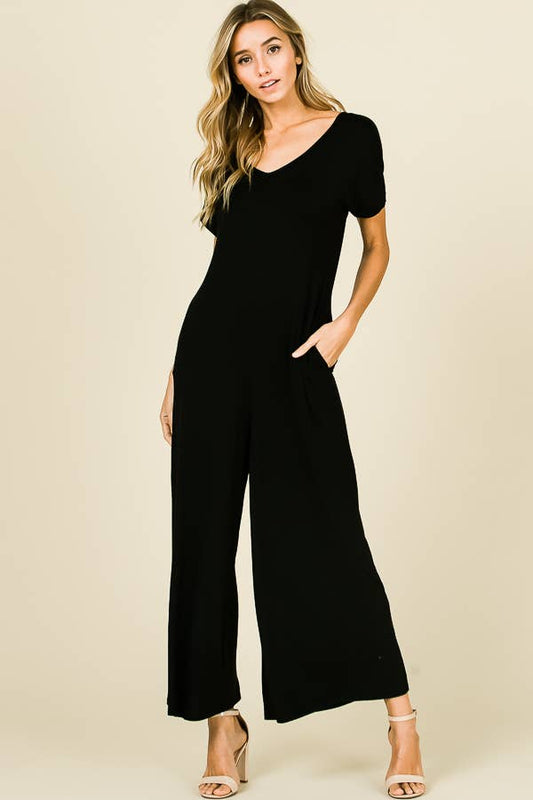 Jolene Short Sleeve Jumpsuit With Pockets