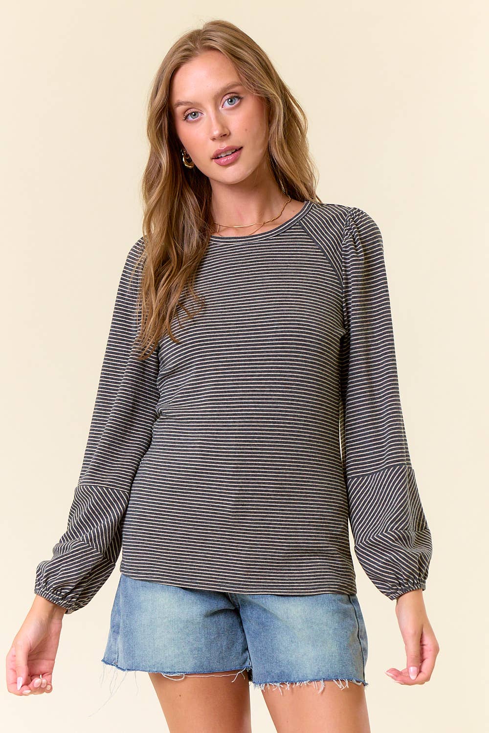 Kate Bubble Sleeve Striped Top