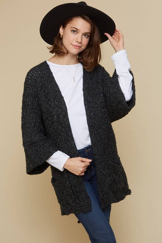 Bell Sleeve Cardigan With Waist Tie