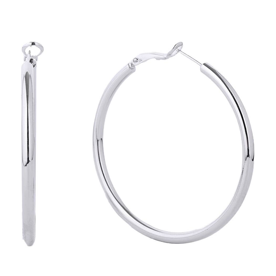 14K White Gold Dipped Omega Closure Hoops