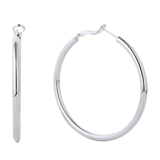 14K White Gold Dipped Omega Closure Hoops