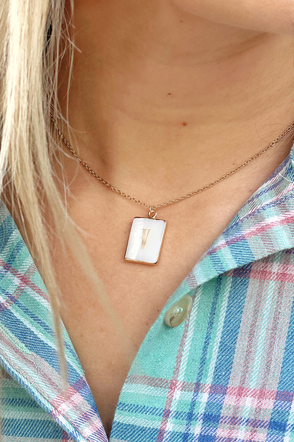 Mother of Pearl Initial Necklace