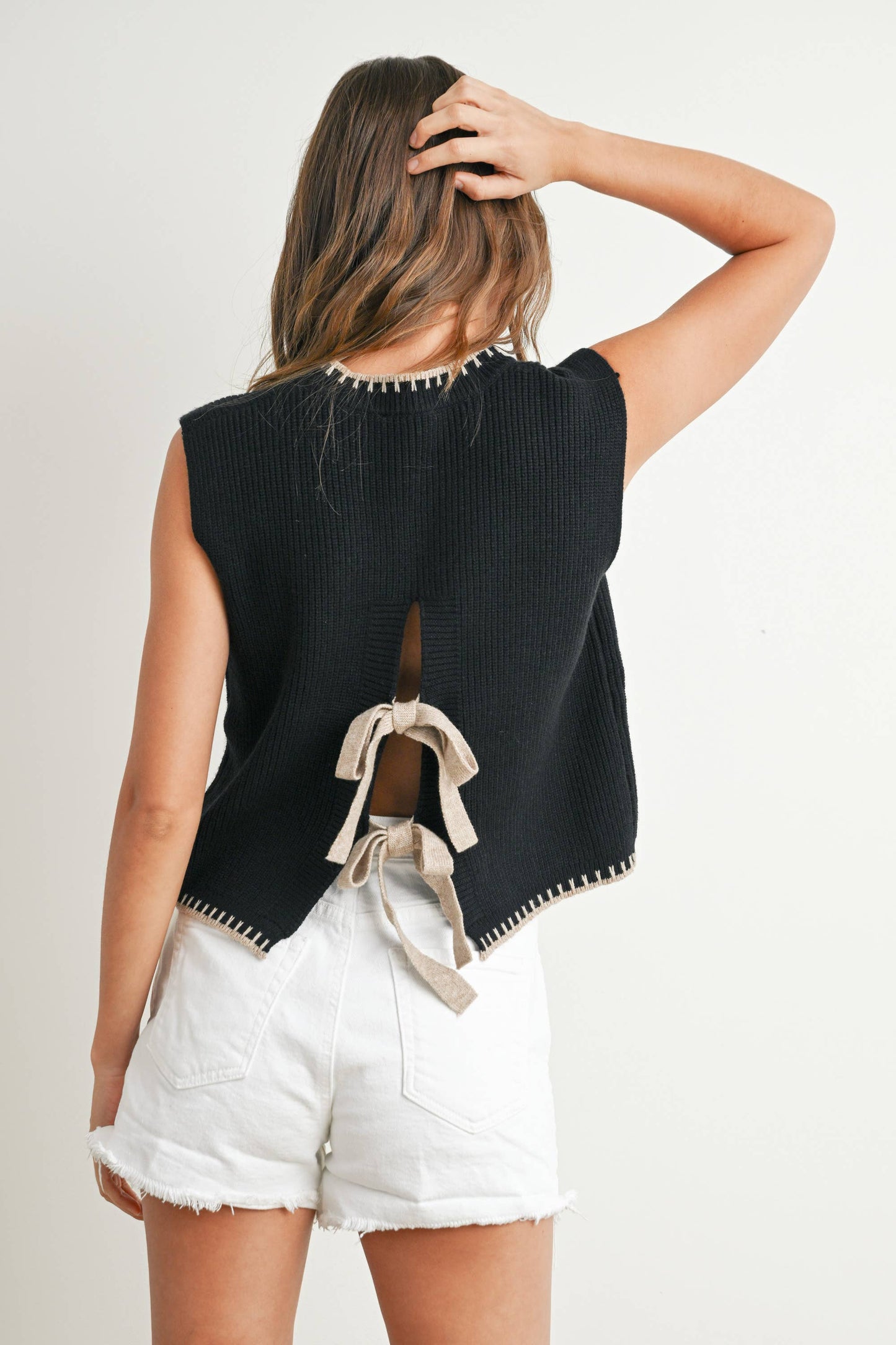 Jeanne Back Tie Sweater Vest